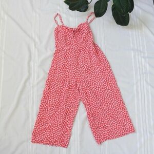 Red floral romper